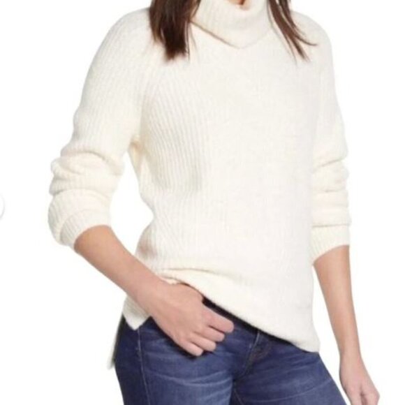 Madewell Mercer Turtleneck Sweater Women  Pullover Cream Wool Blend Size M - Picture 1 of 5
